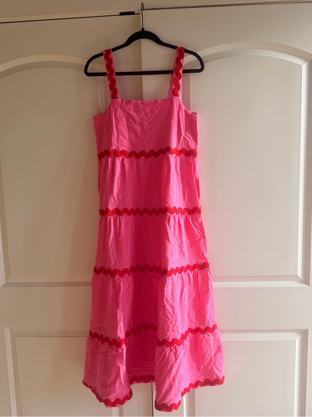 Pink red tiered maxi dress